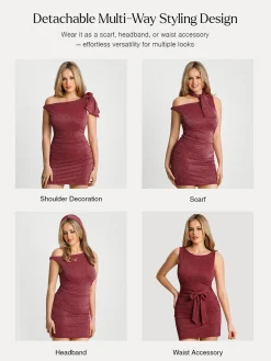 Asymmetric Shoulder Tie Ruched Sculpting Mini Dress