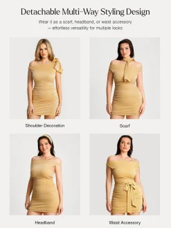 Asymmetric Shoulder Tie Ruched Sculpting Mini Dress