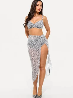 Bias Twist Mesh Sarong Coverup