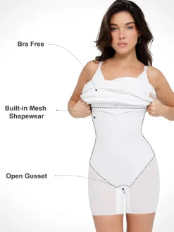 Bluetag Shapewear Plunging V Ruched Bodycon Mini Dress