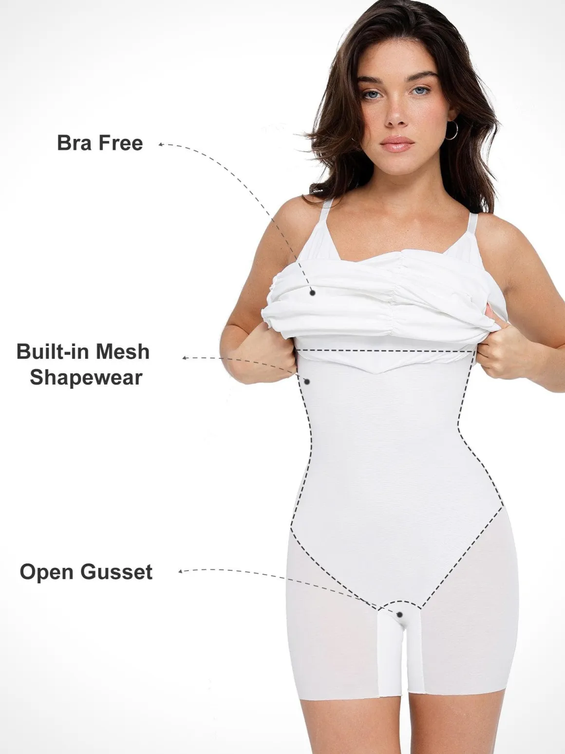 Bluetag Shapewear Plunging V Ruched Bodycon Mini Dress