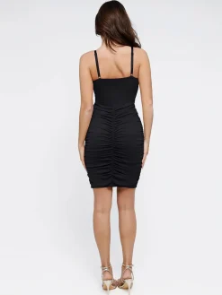 Bluetag Shapewear Plunging V Ruched Bodycon Mini Dress