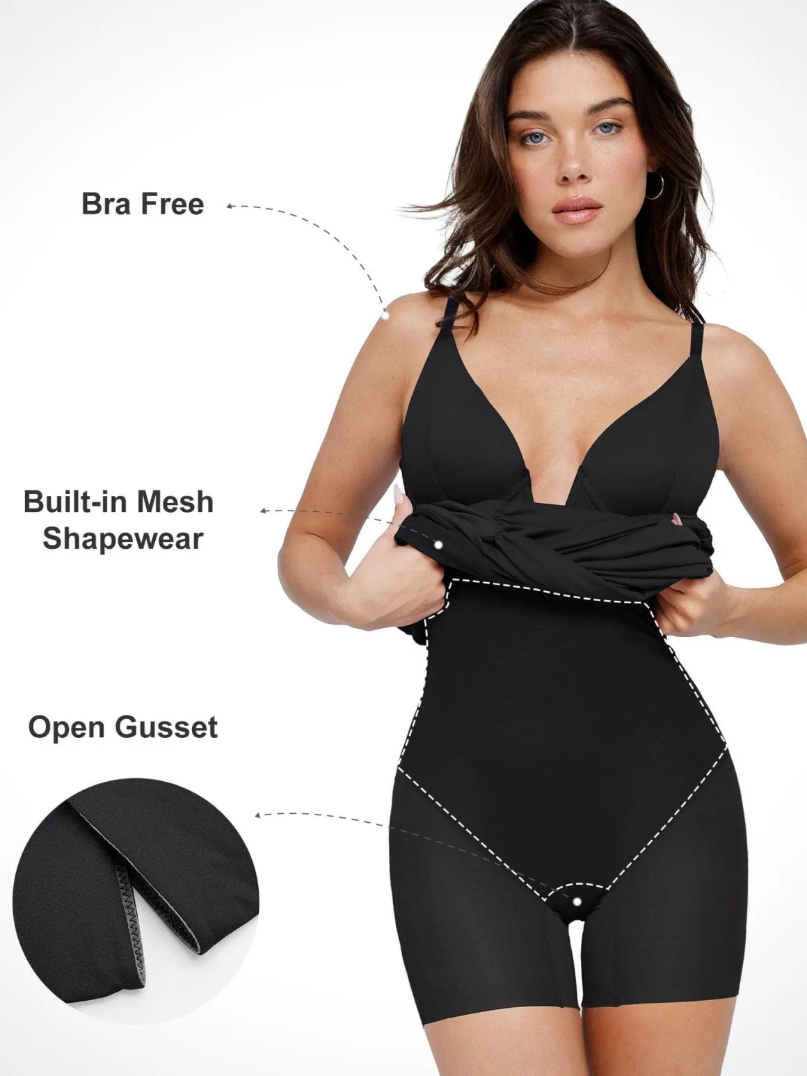 Bluetag Shapewear Plunging V Ruched Bodycon Mini Dress