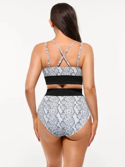 Boho Trim High Waist Tummy Control Bikini Set