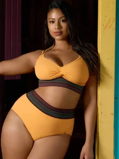 Boho Trim High Waist Tummy Control Bikini Set