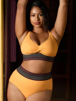 Boho Trim High Waist Tummy Control Bikini Set