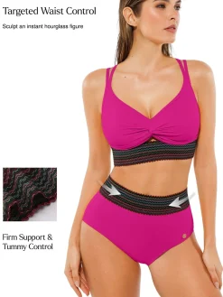 Boho Trim High Waist Tummy Control Bikini Set