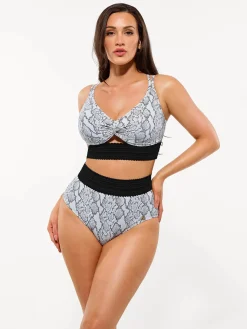 Boho Trim High Waist Tummy Control Bikini Set