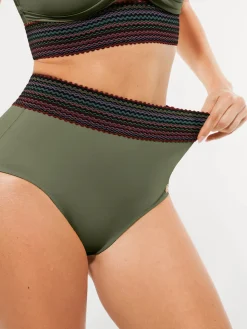 Boho Trim High Waist Tummy Control Bikini Set
