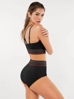 Boho Trim High Waist Tummy Control Bikini Set