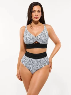 Boho Trim High Waist Tummy Control Bikini Set