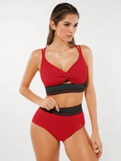 Boho Trim High Waist Tummy Control Bikini Set