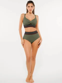 Boho Trim High Waist Tummy Control Bikini Set