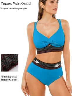 Boho Trim High Waist Tummy Control Bikini Set