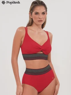Boho Trim High Waist Tummy Control Bikini Set
