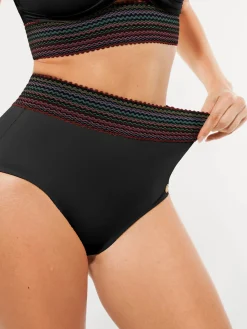 Boho Trim High Waist Tummy Control Bikini Set