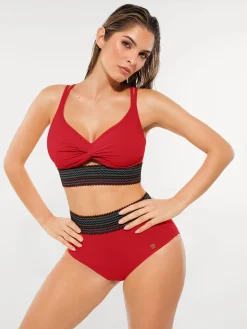 Boho Trim High Waist Tummy Control Bikini Set