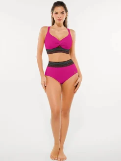 Boho Trim High Waist Tummy Control Bikini Set