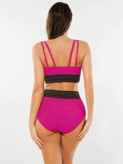 Boho Trim High Waist Tummy Control Bikini Set