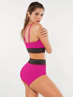 Boho Trim High Waist Tummy Control Bikini Set