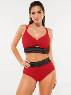 Boho Trim High Waist Tummy Control Bikini Set