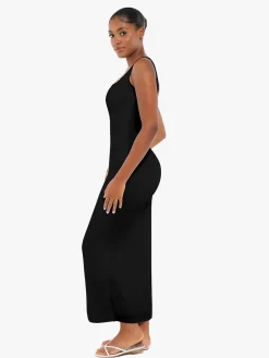 Contouring Shapewear Square Neck Modal Henley Maxi Dress