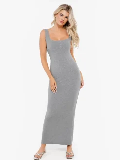 Contouring Shapewear Square Neck Modal Henley Maxi Dress