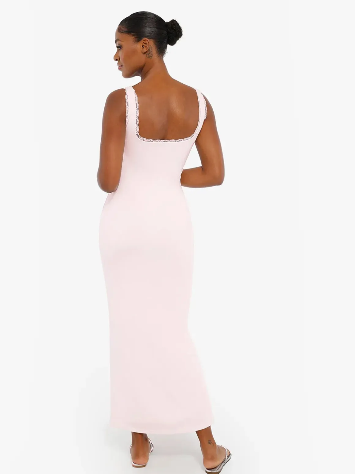 Contouring Shapewear Square Neck Modal Henley Maxi Dress