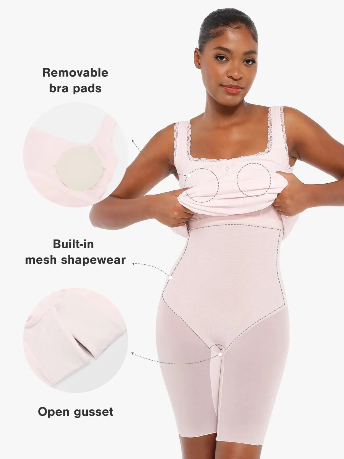 Contouring Shapewear Square Neck Modal Henley Maxi Dress