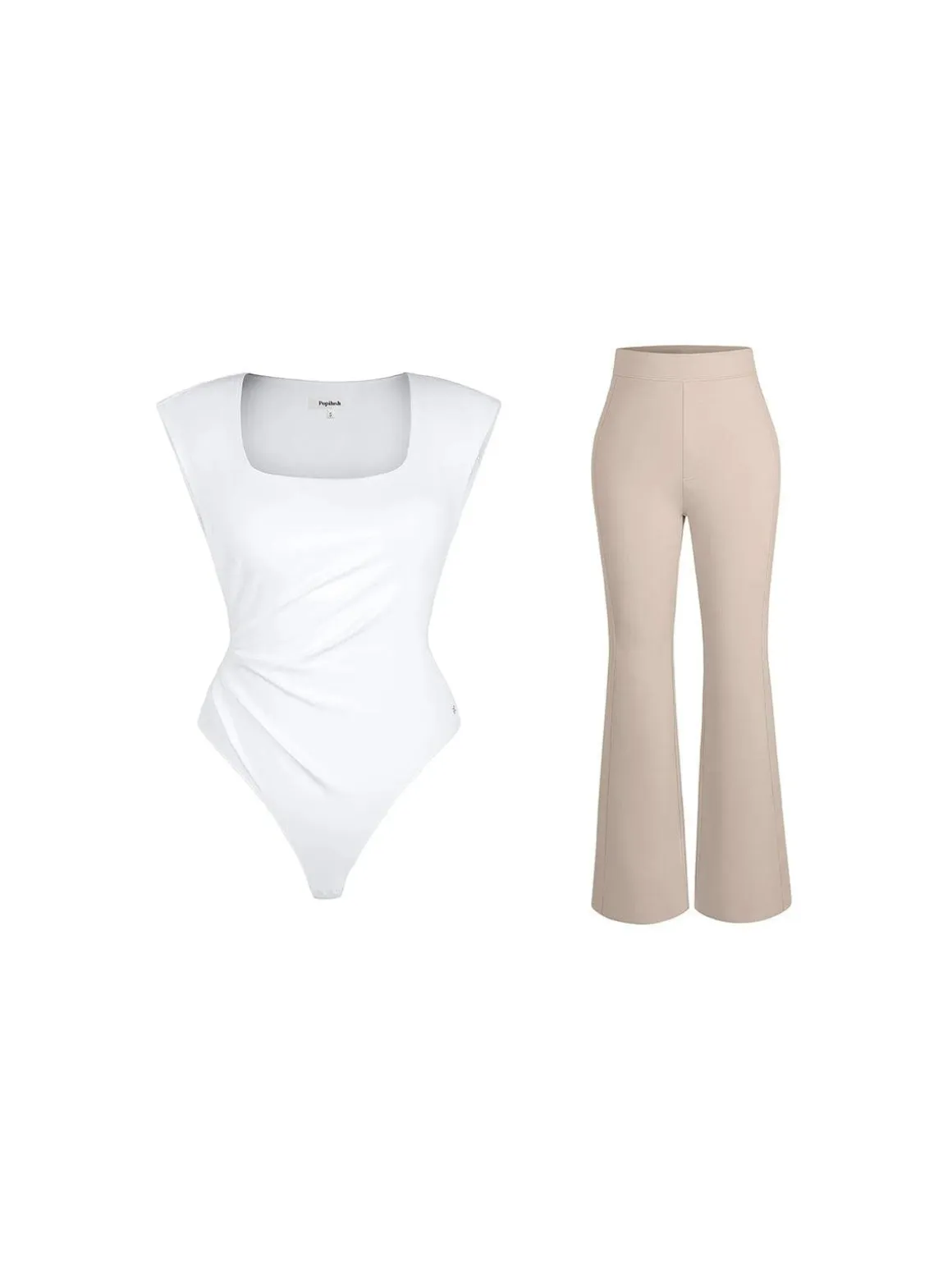 Day To Night Set Solid Sculpting Bodysuit Built-in Shapewear Pants