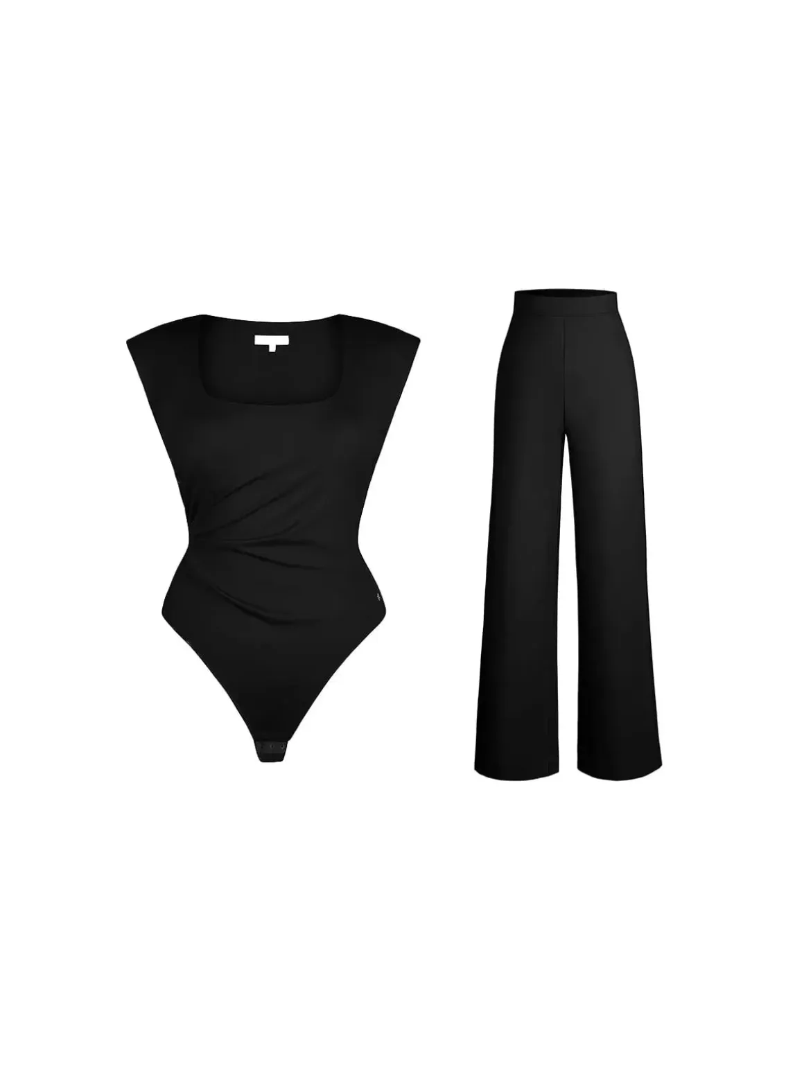 Day To Night Set Solid Sculpting Bodysuit Built-in Shapewear Pants