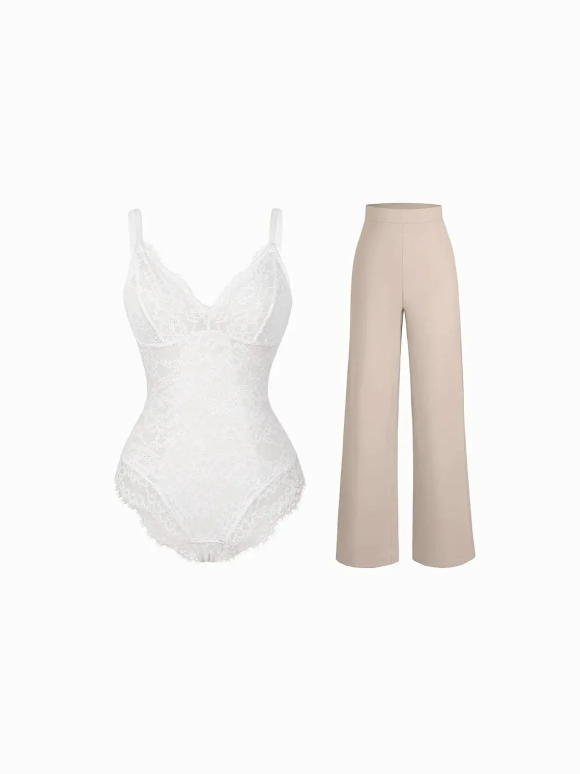 Day To Night Set Solid Sculpting Bodysuit Built-in Shapewear Pants