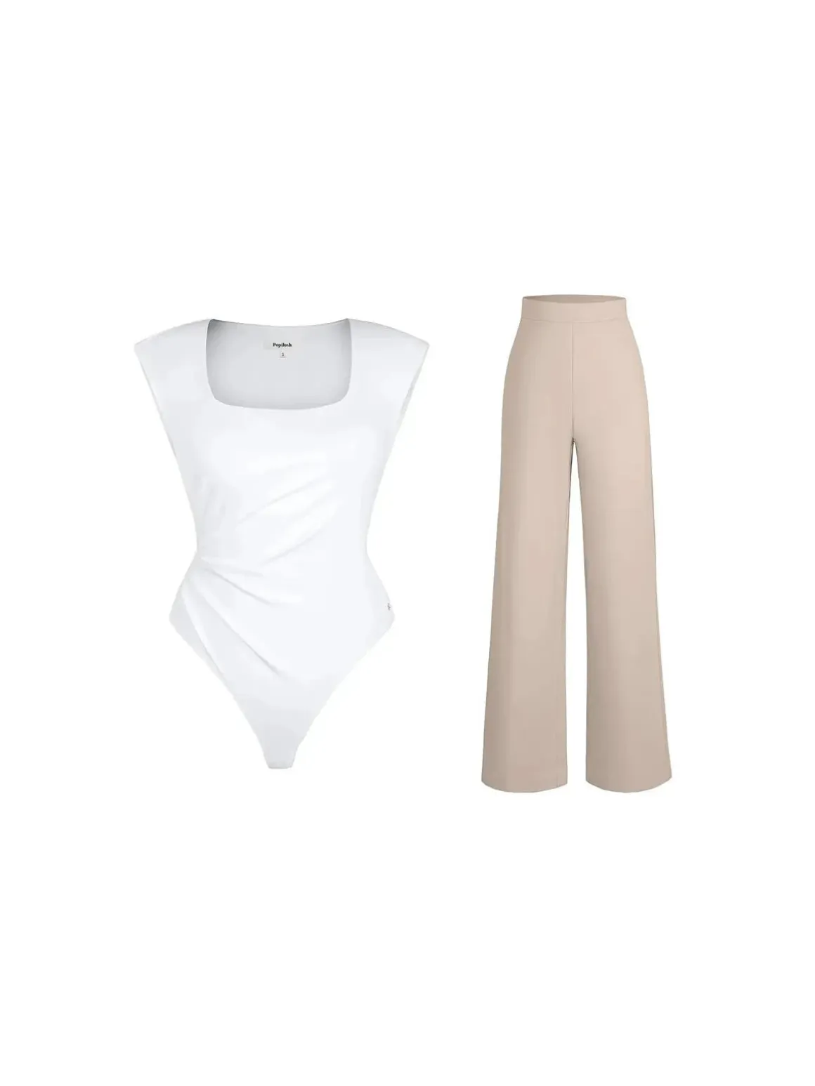 Day To Night Set Solid Sculpting Bodysuit Built-in Shapewear Pants