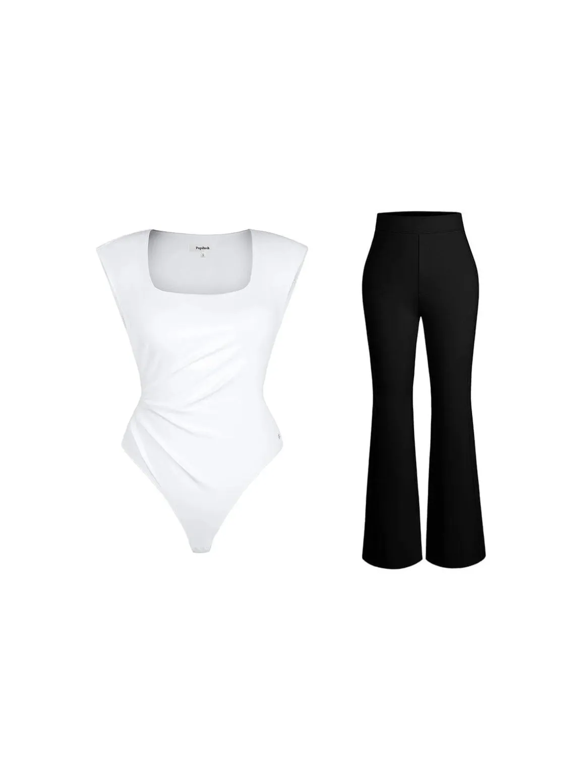 Day To Night Set Solid Sculpting Bodysuit Built-in Shapewear Pants