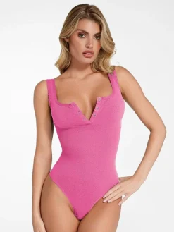 Day To Night Set Square Neck Tank Bodysuit Built-in Shapewear Pants
