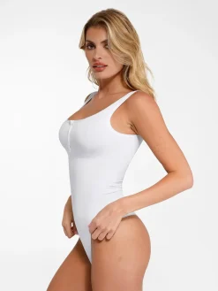 Day To Night Set Square Neck Tank Bodysuit Built-in Shapewear Pants