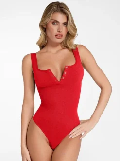 Day To Night Set Square Neck Tank Bodysuit Built-in Shapewear Pants