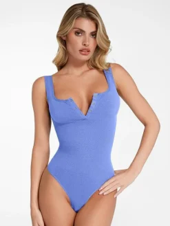 Day To Night Set Square Neck Tank Bodysuit Built-in Shapewear Pants