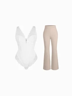 Day To Night Set Tummy Control Bodysuit Built-in Shapewear Pants