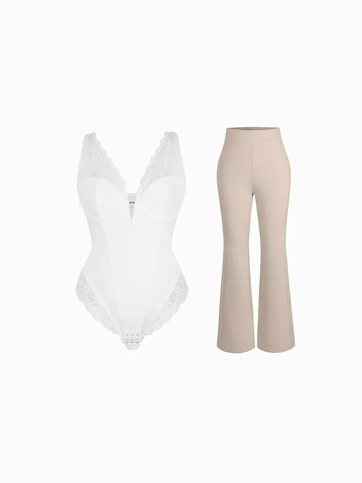 Day To Night Set Tummy Control Bodysuit Built-in Shapewear Pants