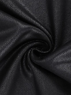 Deep-V Neck Lace Shapewear Bodysuit Leather Midi Skirt Set
