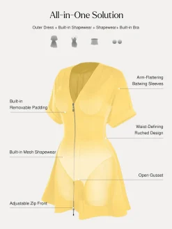 Deep V Zip Front Two-Piece Sculpting Mini Dress