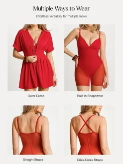 Deep V Zip Front Two-Piece Sculpting Mini Dress