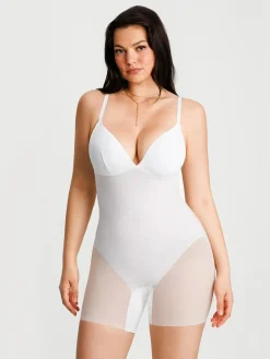 Deep V Zip Front Two-Piece Sculpting Mini Dress