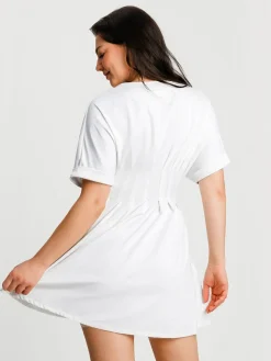 Deep V Zip Front Two-Piece Sculpting Mini Dress