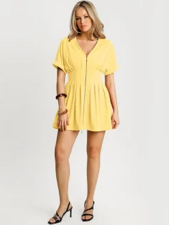 Deep V Zip Front Two-Piece Sculpting Mini Dress
