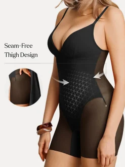 Deep V Zip Front Two-Piece Sculpting Mini Dress