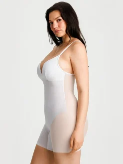 Deep V Zip Front Two-Piece Sculpting Mini Dress