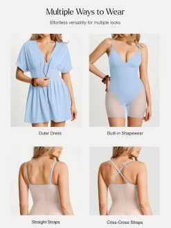 Deep V Zip Front Two-Piece Sculpting Mini Dress