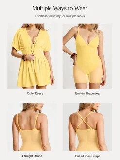 Deep V Zip Front Two-Piece Sculpting Mini Dress